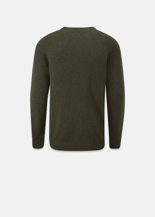 Henley Lambswool Jumper Olive Green