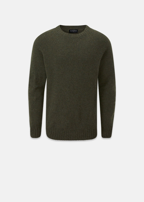 Henley Lambswool Jumper Olive Green