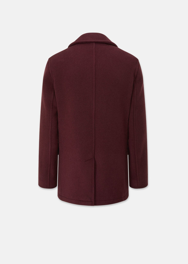 Mens burgundy peacoat on sale