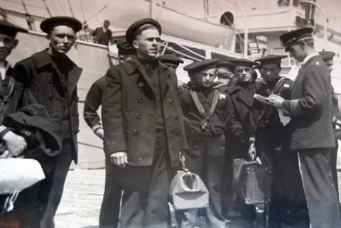 Royal Navy sailors during WWii wearing peacoats